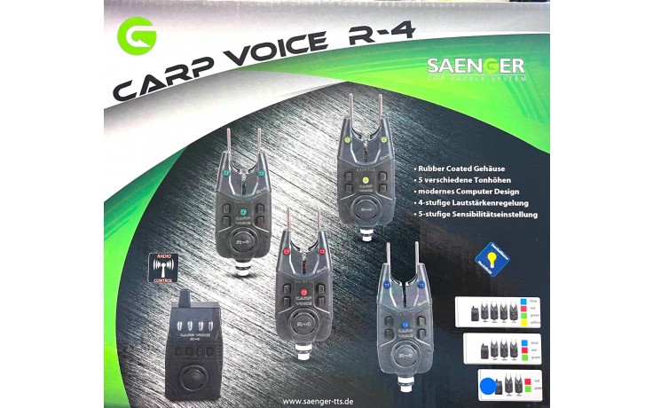 Sänger Carp Voice R-4 3 + 1 Funkbissanzeiger Set mit Radio Control und verstellbarem Ton, Lautstärke, Sensibilität