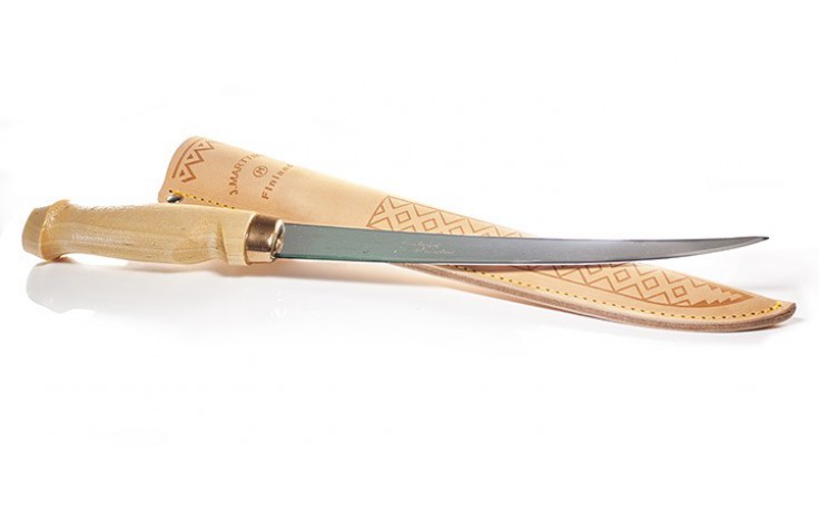 Martiini Filiermesser mit Holzgriff 23 cm und Lederscheide mit Gürtelhalter