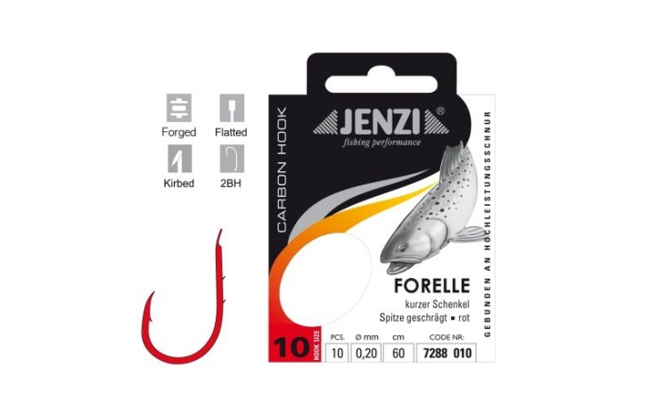 Zielfisch-Haken, Forellenhaken Gr. 6, gebunden, 0,25 mm, 60 cm