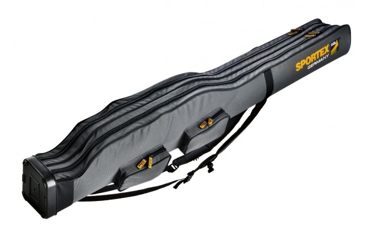 Sportex Super Safe 1,90 Meter mit 2 Fächer für 2 bis 4  Angelruten Farbe grau mit 2 Trageriemen