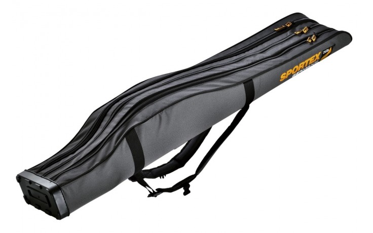 Sportex Super Safe 1,25 Meter mit 3 Fächer für 3 Angelruten Farbe grau mit 2 Trageriemen