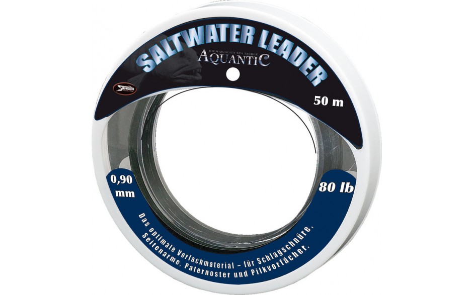 Aquantic Saltwater Leader Vorfachschnur 0,80 mm 27,7 kg Tragkraft transparent 50 Meter 60 lb Vorfachschnur Meeresangeln 