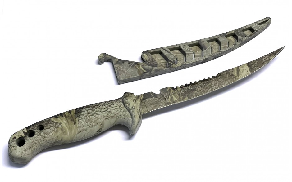 Filetiermesser Camou Design 16 cm Klingenlänge mit Scheide