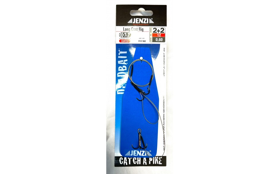 Jenzi Long Cast Rig Hechtvorfach Raubfischvorfach Hakengröße 4 + 4  12 kg Tragkraft 0,60 Meter Vorfachlänge