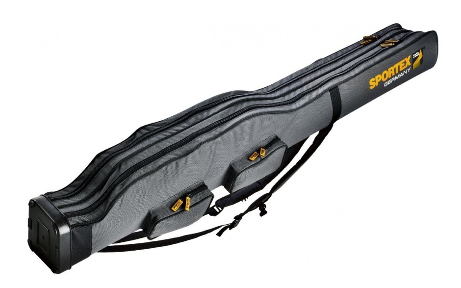 Sportex Super Safe 1,65 Meter mit 2 Fächer für 2 bis 4  Angelruten Farbe grau mit 2 Trageriemen