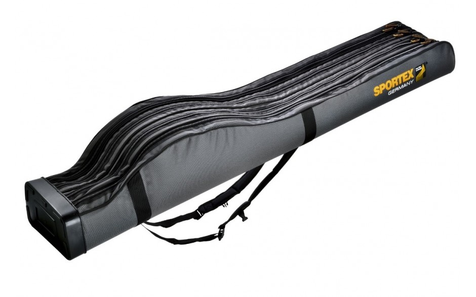 Sportex Super Safe 1,65 Meter mit 4 Fächer für 4 Angelruten Farbe grau mit 2 Trageriemen