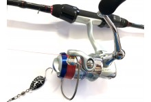 Spoon Angelset mit Angelrute Angelrolle Angelschnur Angelköder 2,1 Meter bis 8 Gramm Rolle mit 5 Kugellager und Ersatzspule