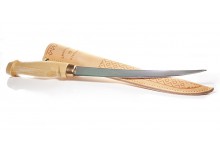 Martiini Filiermesser mit Holzgriff 15 cm und Lederscheide mit Gürtelhalter